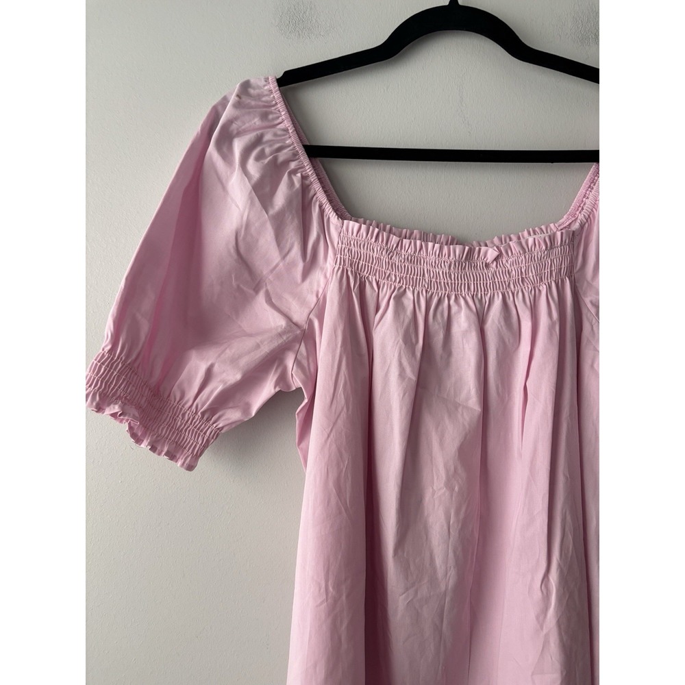 Show Me Your‎ MuMu Annalynne Mini Dress Petal Pink Puff Sleeve Babydoll Sz Small - Picture 5 of 7